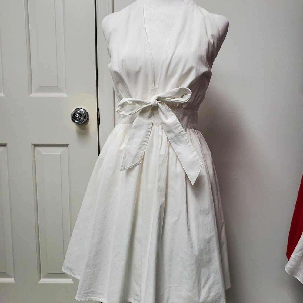 Venus White Tie-front Halter Mini dress